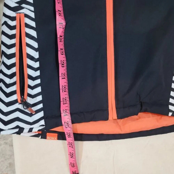 Roxy Black and Orange Jacket with White Zig Zag Stripes - Size Large - Picture 8 of 9